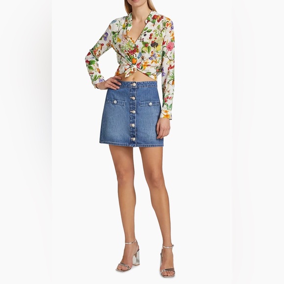 L'Agence $265 Kris Mini Button Denim Skirt Size 29 - Picture 4 of 8